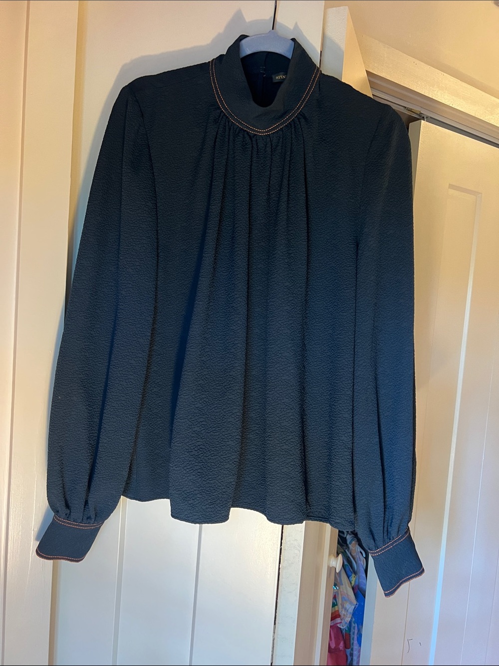 Stine Goya Women’s Navy High-Neck Long-Sleeve Blouse